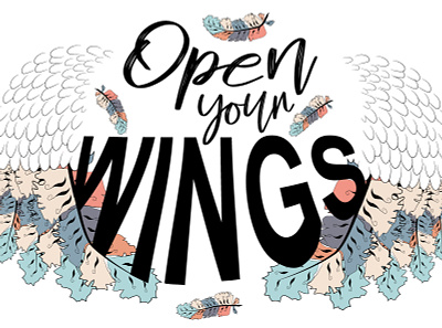 Project "Wings" for the customer boho design open print sketch vector wings