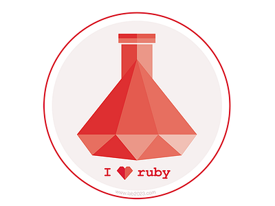 We love Ruby Badge badge flat icon lab2023 logo logo design love programming rails red ruby sticker