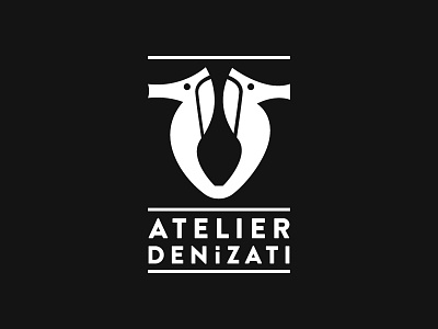 Atelier Denizati animal logo atelier logo black black and white ceramic logo logo negative negative space seahorse