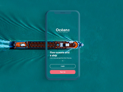 Océano - Cruise App UI carousel cruise graphicdesign landing login luxury mobile app design mockup ocean onboarding photoshop screen ship signup splash travel ui uiux user experience user interface