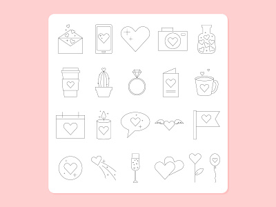 Valentine's day line icons. 14 february black and whte design doodle flat heart icon icons illustration line love modern outline romantic saint simple st valentines day trendy valentines day vector