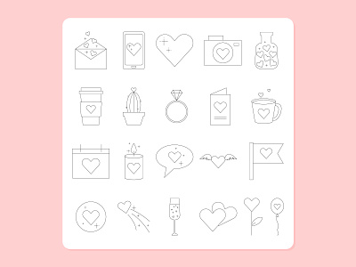 Valentine's day line icons. 14 february black and whte design doodle flat heart icon icons illustration line love modern outline romantic saint simple st valentines day trendy valentines day vector