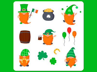 St. Patrick's Day characters. Cute leprechauns. character cute flat gnome green happy icon illustration ireland irish leprechaun leprechauns march patricks day personage spring troll vector