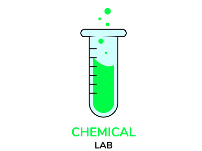 Logo for the chemical laboratory brand branding chemical chemicals chemistry design flask graduated cylinder green illustration lab laboratory logo logodesign logotype test tube typography