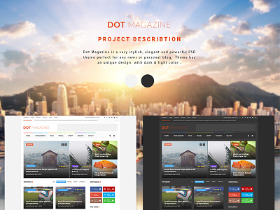 Dot Magazine blog clean flat magalla magazine modern news psd template white