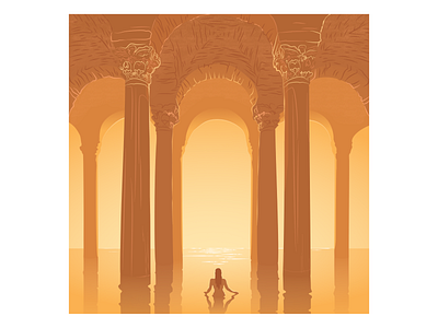 Carigrad - Illustration drawing dream fantasy girl gold golden gradient illustration music music art music illustration sunset sunset illustration temple temples water