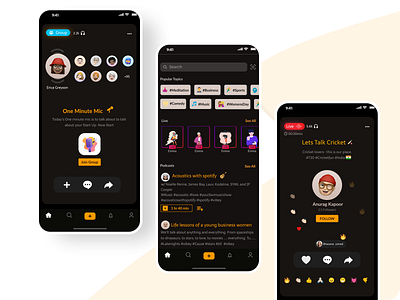 Audio social media App Design app design audio social media casestudy design design challenge minimal social media app ui ui design ux ux design