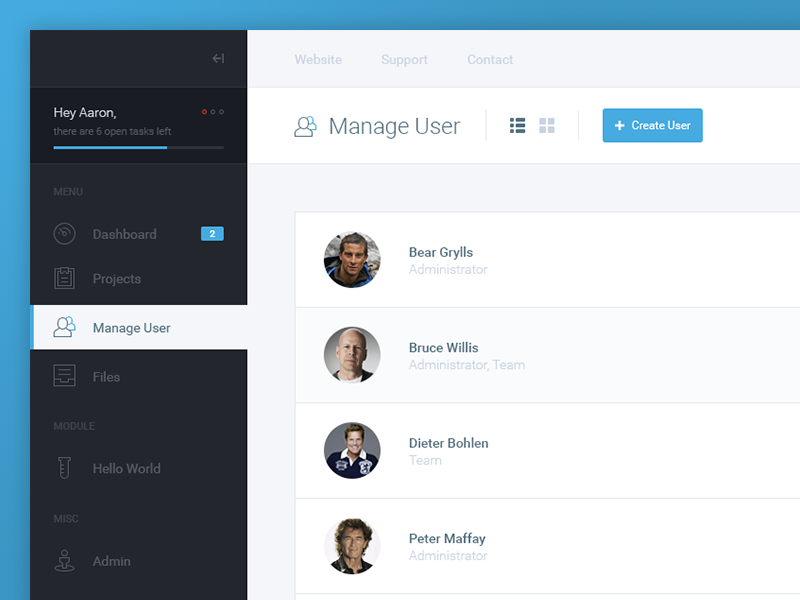 CRM admin interface by Aaron Iker on Dribbble