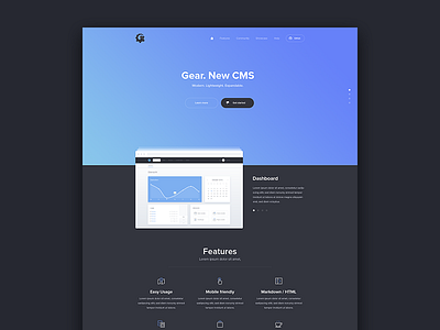 Gear CMS Website Layout admin cms gear hero icons interface landing svg website