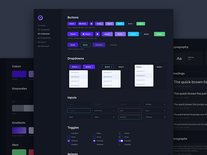 UI Elements Styleguide for CMS by Aaron Iker on Dribbble