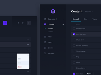 CMS Admin Interface admin cms content dark dashboard interface theme ui ux