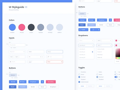 UI Styleguide button checkbox colorpicker design system dropdown form interface personal portfolio select styleguide toggle ui user interface ux