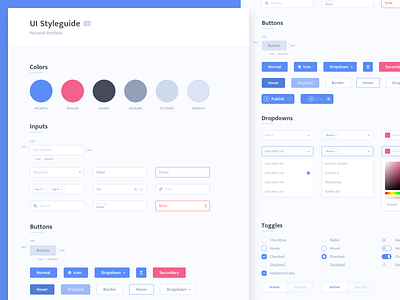 UI Styleguide button checkbox colorpicker design system dropdown form interface personal portfolio select styleguide toggle ui user interface ux