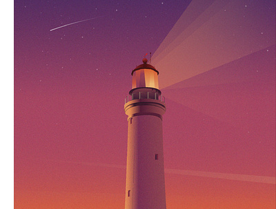 Just lighthouse, nothing else. design dream dreams falling star illustration light lighthouse sky sunset sunsets