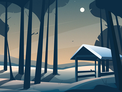 Winter is comming... forest illustrator moon russianwinter snow trees vector winter