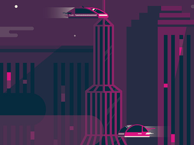 Illustration Progress buildings cars city conference dark theme futuristic illustration screenprint screenprinting swag