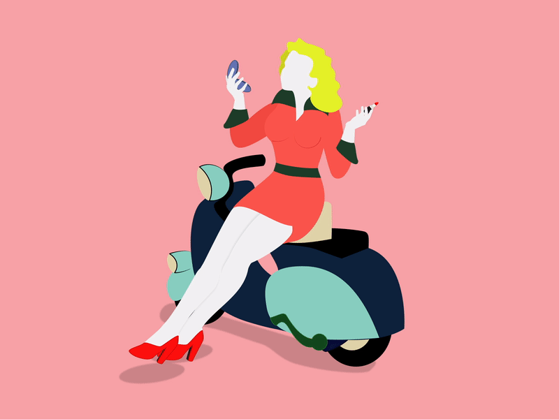 Lady with VESPA illustration inspiration motion graphic