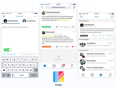 Kindly iOS app chat clean ios mobile screens ui