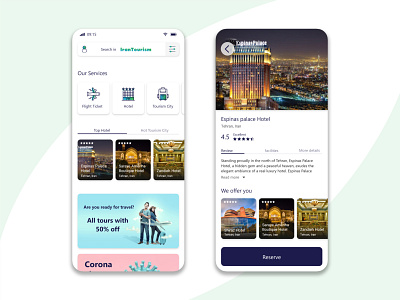 Iran Tourism Mobile App UI/UX Design app app design application clean concept design flight flight booking hotel rent reservation reserve services tour tourism ui uidesign uiux ux uxdesign