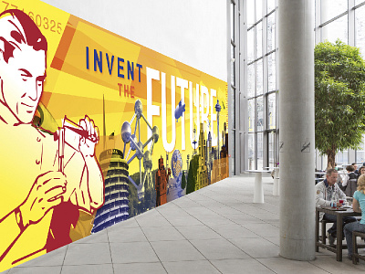 Invent The Future Mock illustration mural wall