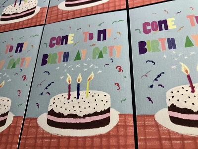 This are some invitations I made for my daughters birthday party cake illustration