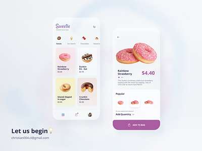 Sweetie App design ui interface mobile mobiledesign responsive