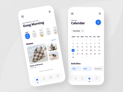 Memories App Concept app appdesign calendar creative interaction interface memories minimal minimalism minimalist mobile photos ui ux