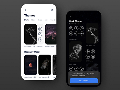 Theme app app background color creative design interface minimal skin store theme theme theme app ui ux