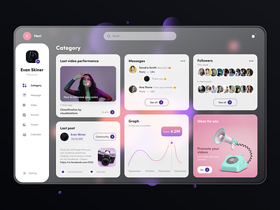 Dashboard Influencer color dashboad dashboard app dashboard design dashboard ui design glassmorphism minimal ui ux