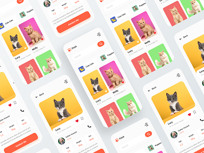 pet adopt android app brand design custom design ios typography ui ux vector