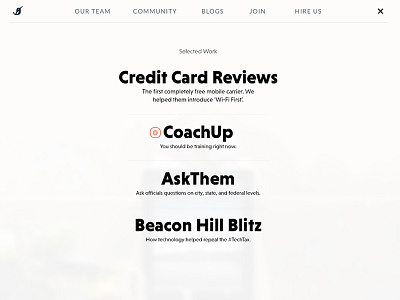 DockYard menu updates centered design menu minimal website