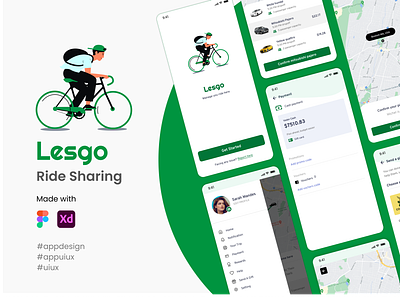 Lesgo - The Ride Sharing App android app design app app design ios app design ride share app ride sharing app rider app ui uiux ux web application design