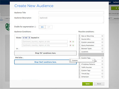 Drag and Drop Audiences Feature audience cookie monster dnd drag and drop optimizely targeting ui ux