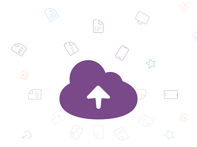 Homepage Banner cloud file icons purple