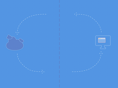 Database Illustration in Blue blue clouds icons imac