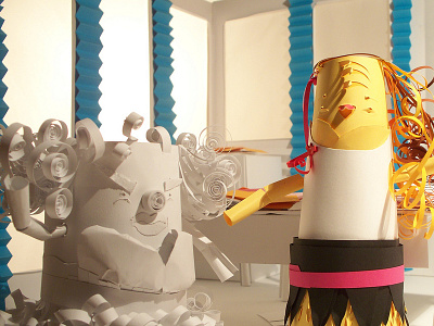 Kirigami animation characters craft kirigami paper