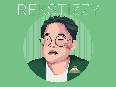 Rapper Rekstizzy design digital face flat design graphic design green illustration illustrator modern people portrait portrait illustration