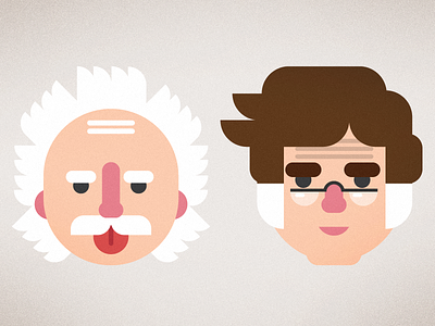 Einstein & Asimov albert einstein character face flat design illustration isaac asimov