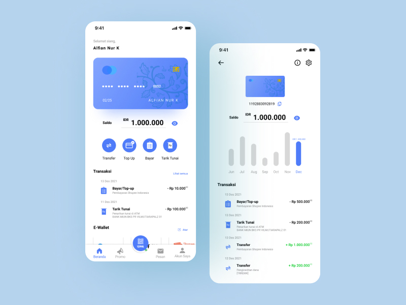 Bank App UI by Alfian Nur Kholilludin on Dribbble