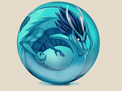 Water dragon 2d colorful creature design digital illustration dragon illustration mystical nature procreate sea sketch sphere water