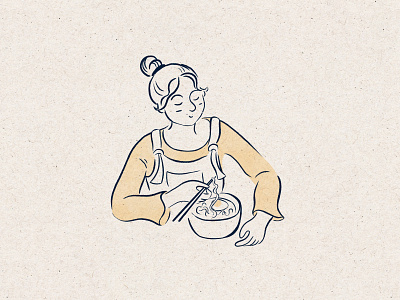 Eating Ramen brushpen eatingramen flatillustration food foodillustration girl illustration lineart minimalillustration personeating portrait procreate ramen ramenillustration retrosupply ricepaper selfportrait texturedpaper woman womaneating