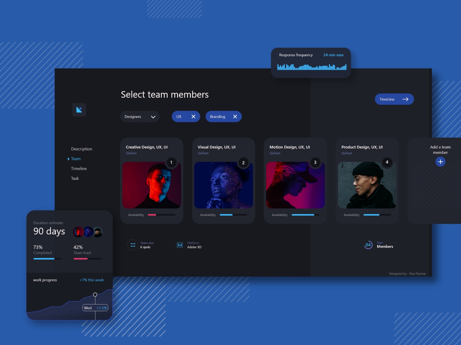 Team Selector UI dashboard design by Ravi Parmar on Dribbble