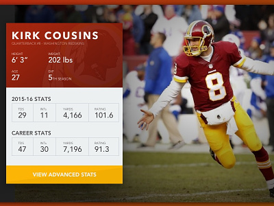 Daily UI Challenge #006 - User Profile daily ui football nfl player profile redskins user