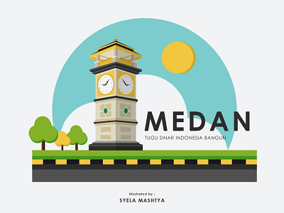 Tugu SIB Medan building icon illustration indonesia medan vector