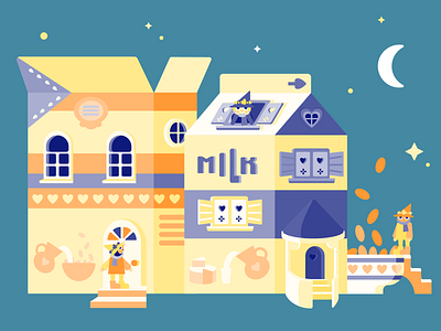 Milk House breakfast cereals character dwarf house illustration illustrator milk vector vector illustration vectorart