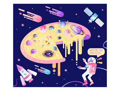 Galactic pizza astronaut character digitalart illustraion pizza planets space vector illustration vectorart