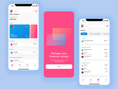 Bank app app design illustration typography ui ux