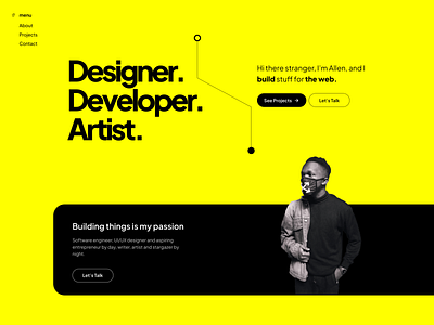 Personal Portfolio #001 black bright design landing page personal personal portfolio portfolio ui web website yellow