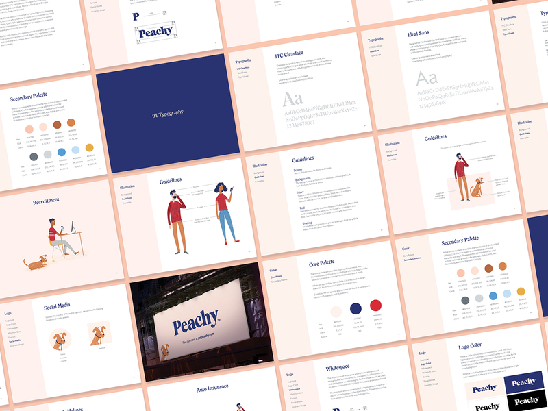 Peachy Case Study Launch brand guidelines branding case study focus lab identity design illustration logotype