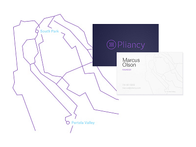 Pliancy Business Cards branding business card illustration map